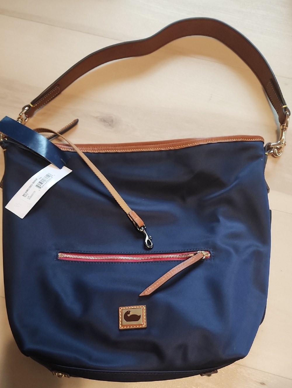 Canvas Dooney & Bourke Navy Hobo Bag with Pouch and attached Keychain